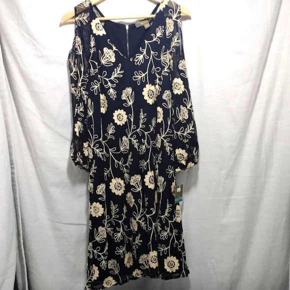 Melonie T Embroidered Floral Cold-Shoulder Sheer Mini Dress - Picture 4 of 16